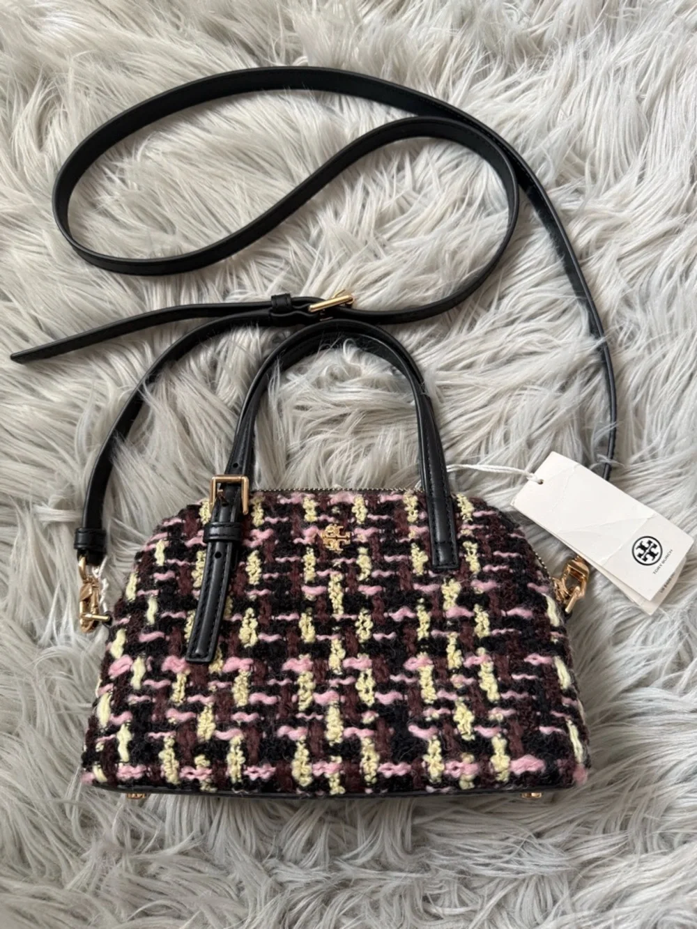 TORY BURCH Emerson Tweed Dome Satchel NWT